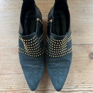 Anine Bing suede booties in a blackish deep blue